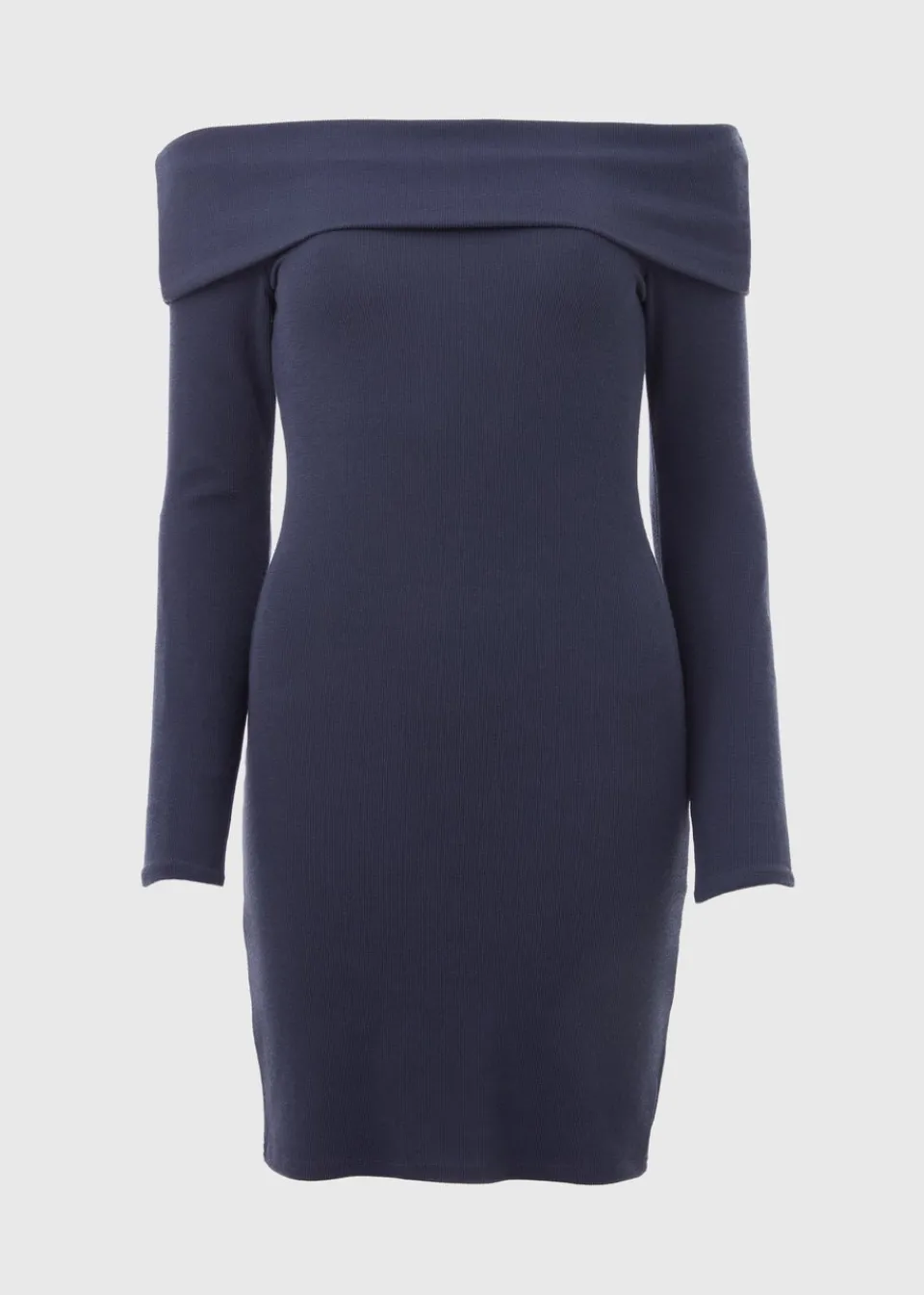 Dresses>Papaya Rib Bardot Mini Dress Grey