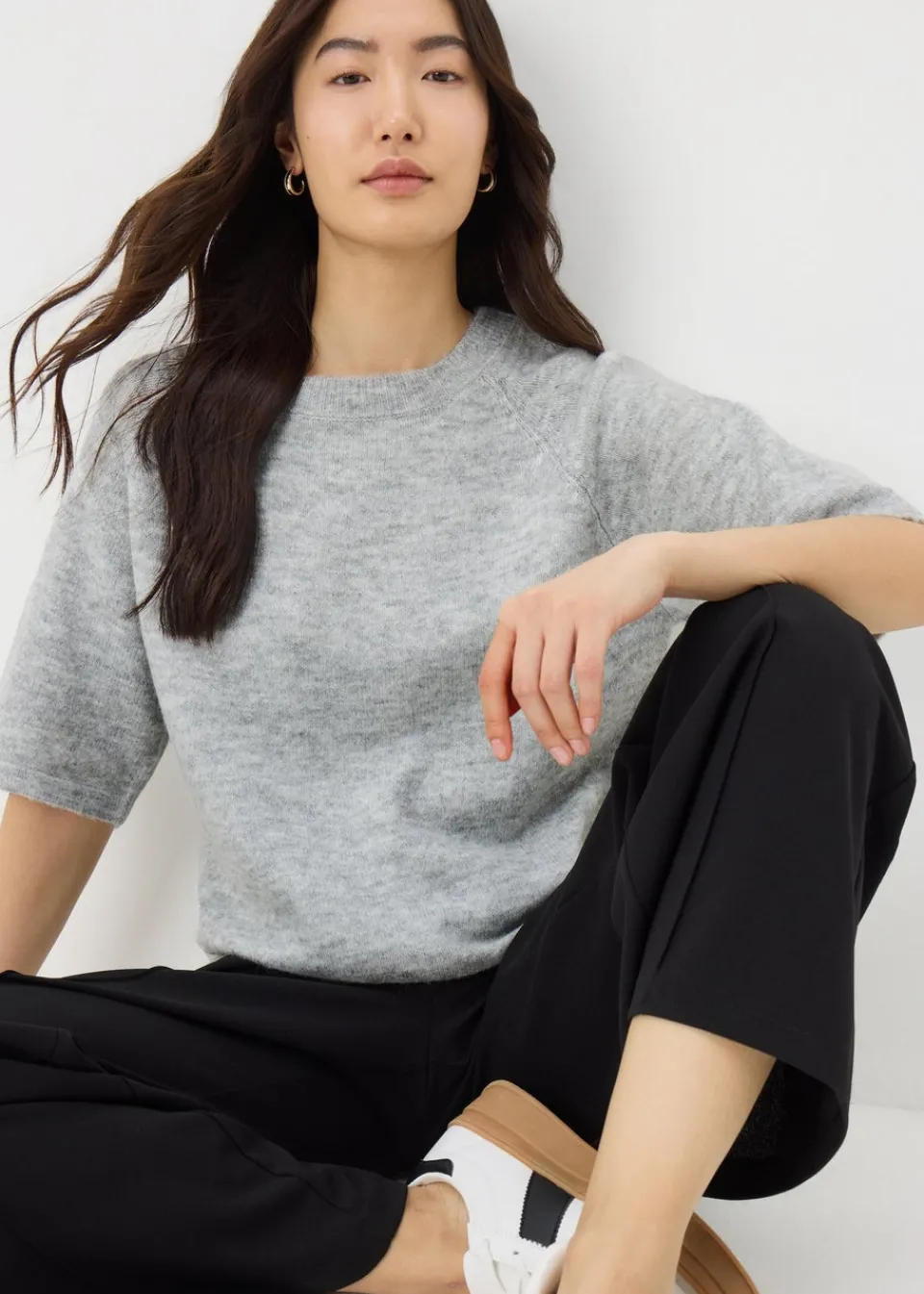Tops>Papaya Short Sleeve Jumper Grey