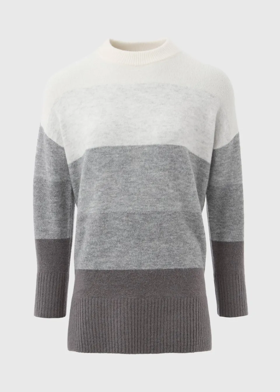 Tops>Papaya Grey Stripe Knitted Tunic