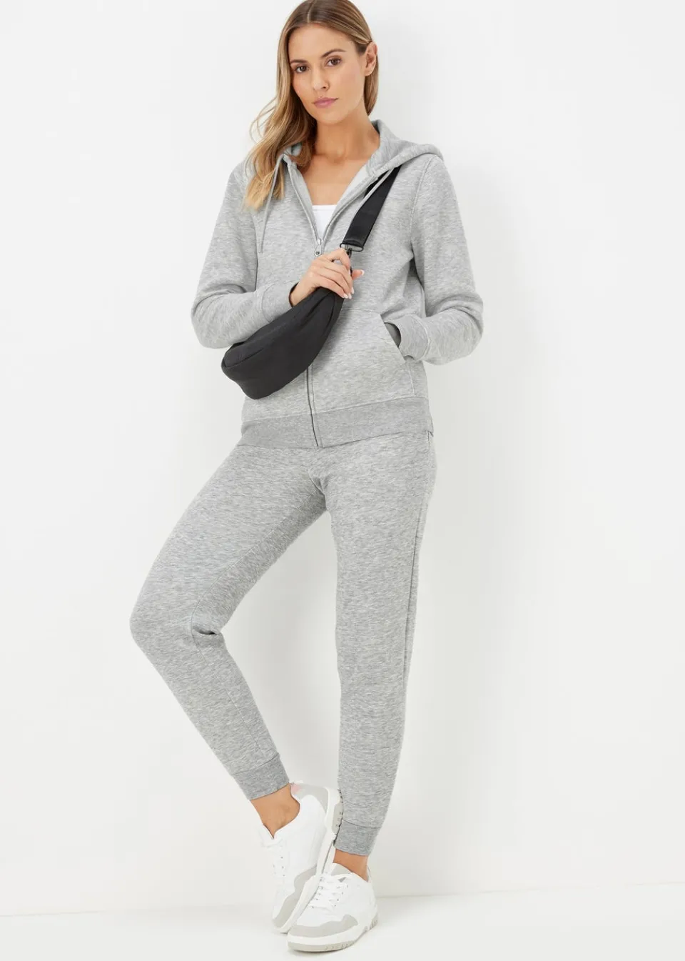 Tops>Papaya Grey Zip Up Hoodie