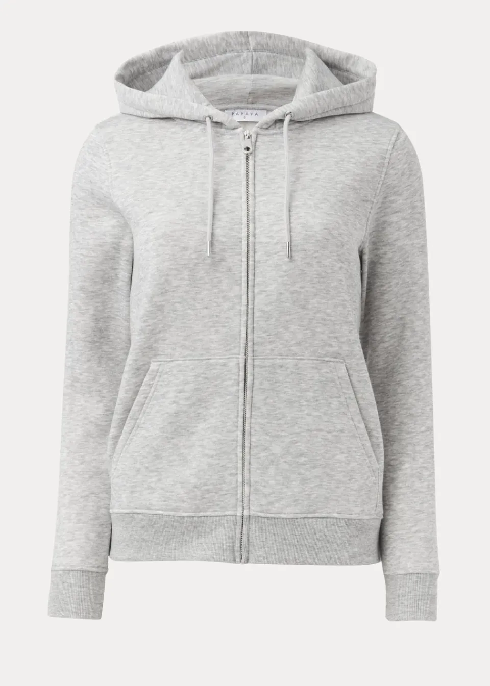 Tops>Papaya Grey Zip Up Hoodie