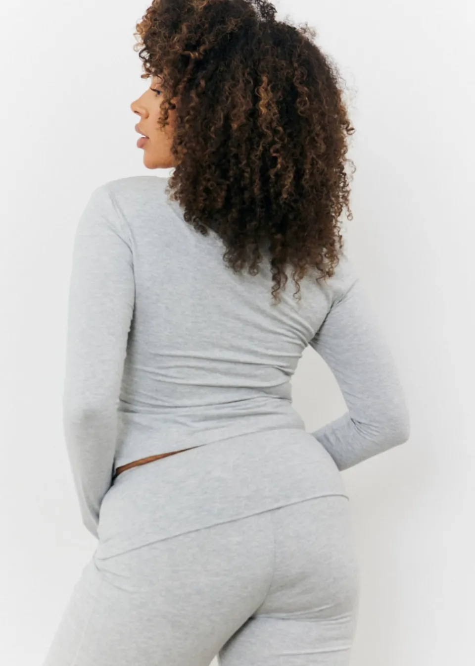 Tops>In The Style Grey Long Sleeve Bardot Top