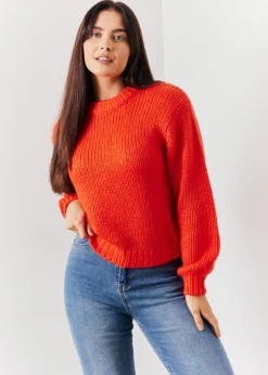 Tops>In The Style Red Chunky Knit Jumper