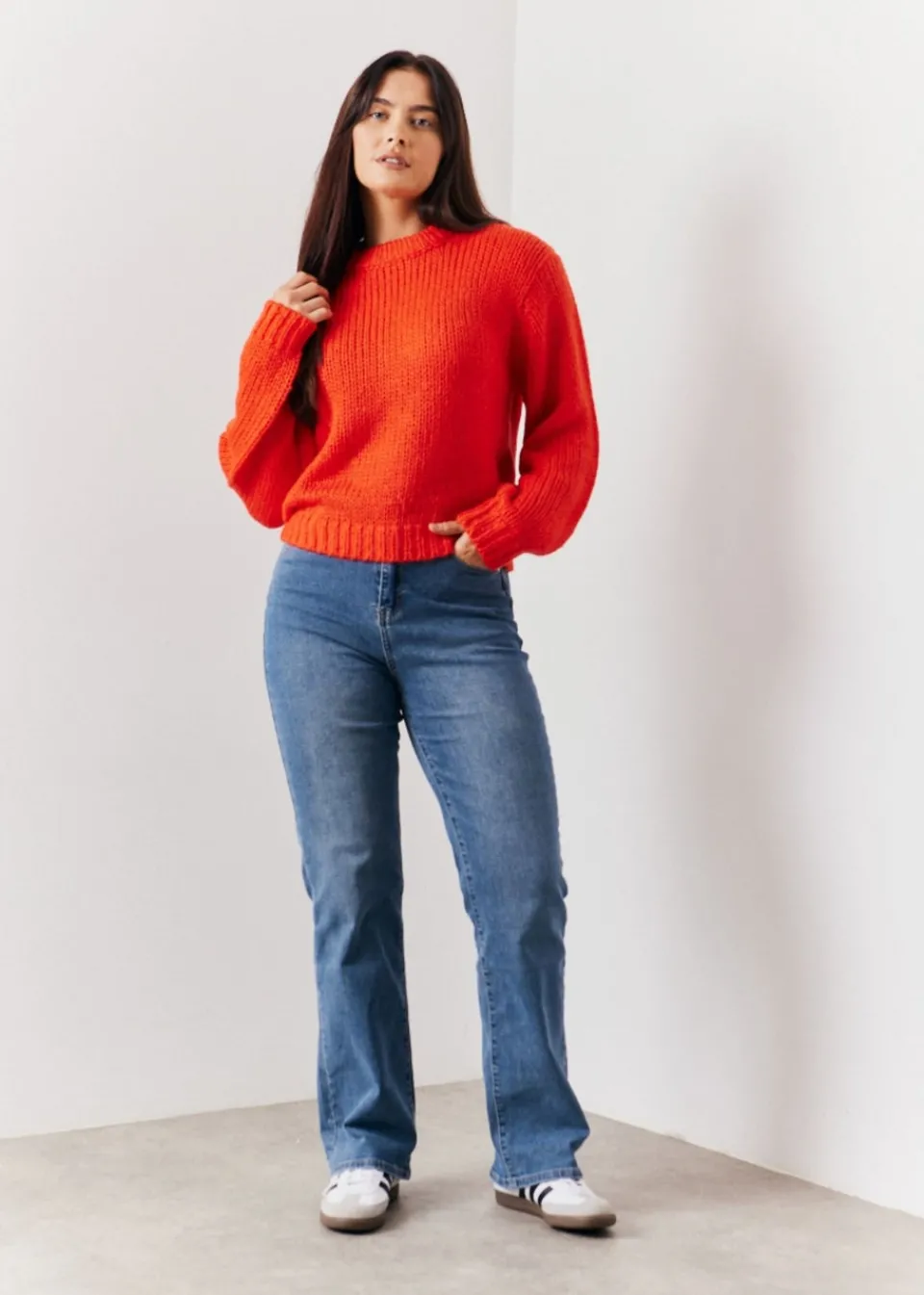 Tops>In The Style Red Chunky Knit Jumper