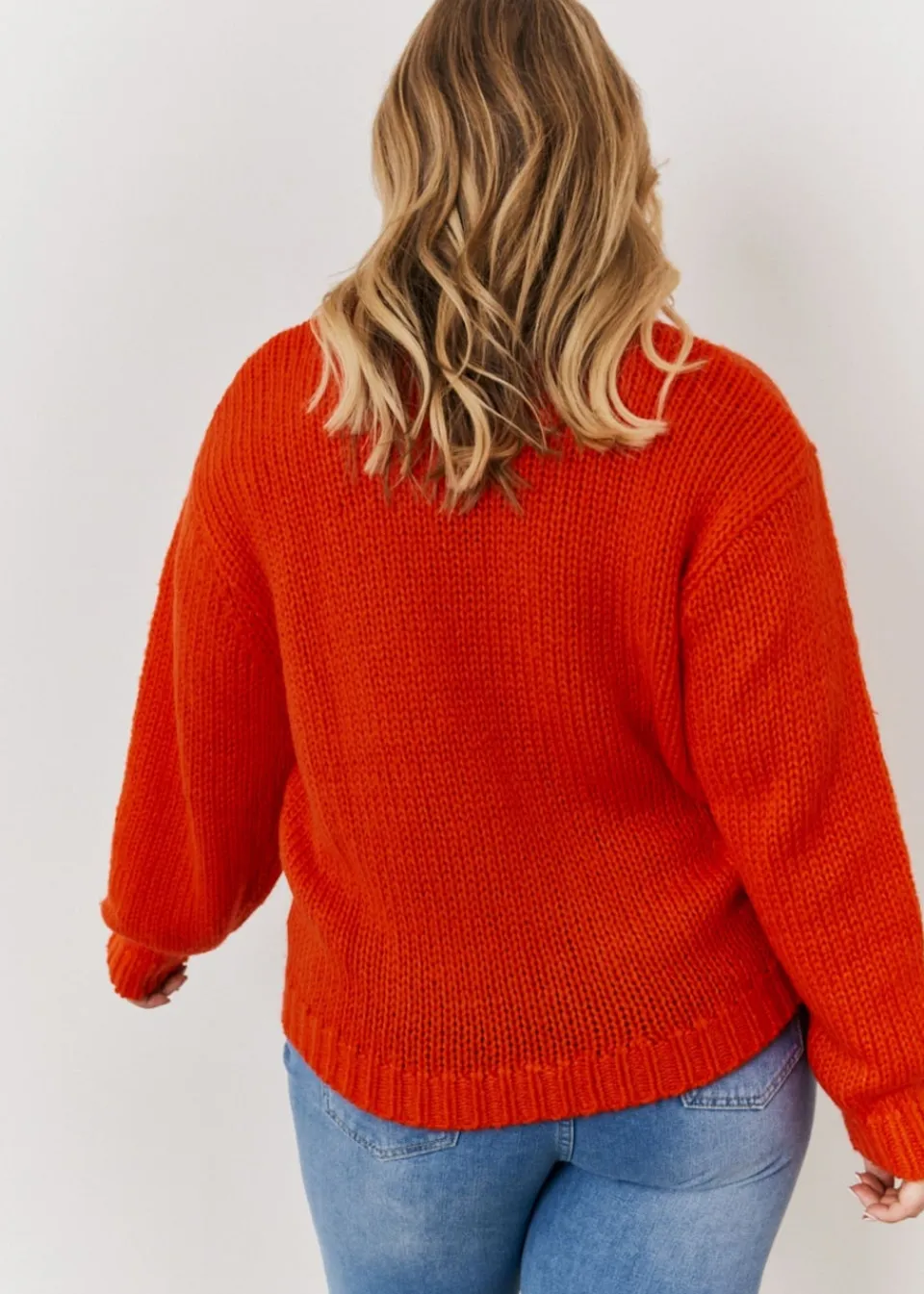Tops>In The Style Red Chunky Knit Jumper