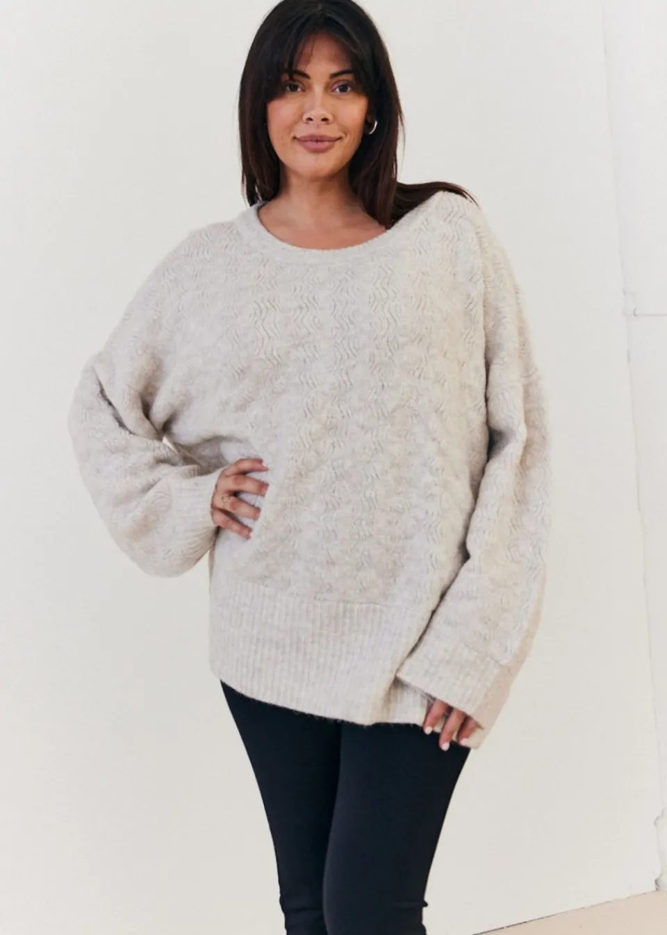 Tops>In The Style Stacey Solomon Oatmeal Knitted Jumper