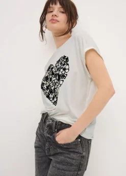 T-Shirts>Papaya Ivory Butterfly Heart T-Shirt