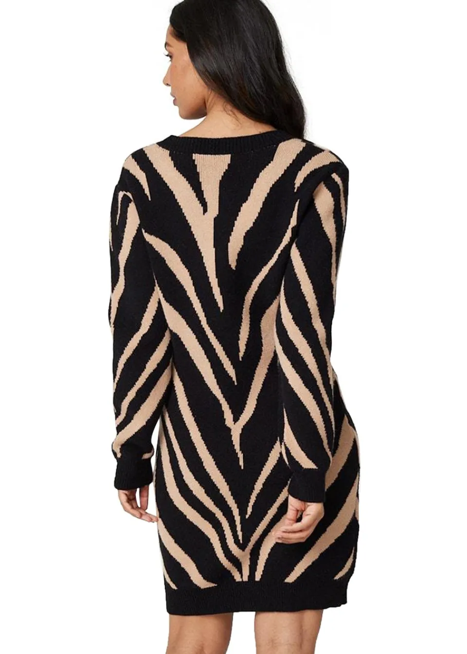 Knitwear>Izabel London Black Animal Print Short Knit Dress
