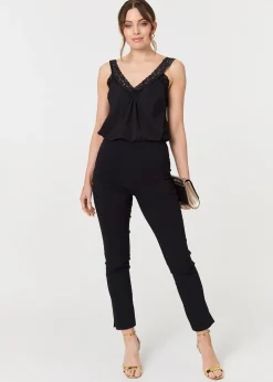 Trousers>Izabel London Black High Waist Slim Leg Fitted Trousers