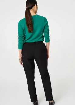 Trousers>Izabel London Black Plain Drawstring Waist Slim Trousers