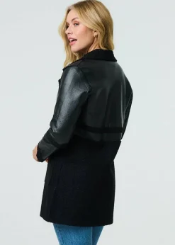Coats & Jackets>Izabel London Black Reversible Faux Leather Teddy Coat