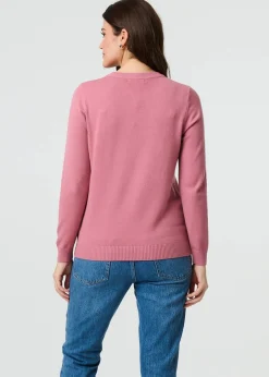 Tops>Izabel London Blush Floral Gemstone Embellished Jumper