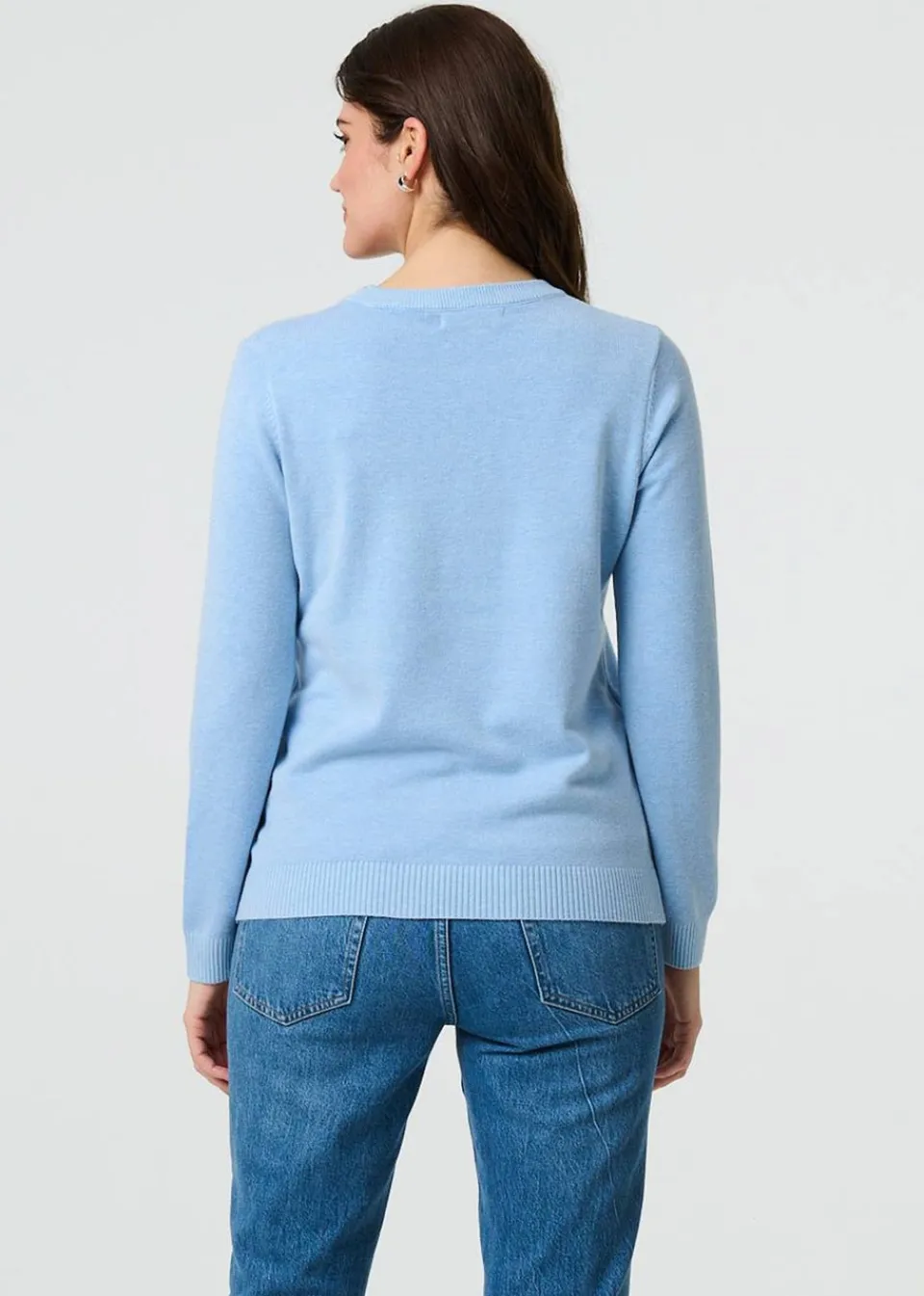 Tops>Izabel London Light Blue Floral Gemstone Embellished Jumper