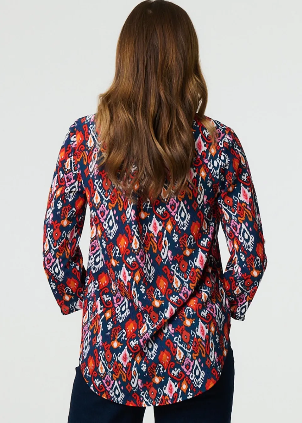 Tops>Izabel London Navy Printed Relaxed Blouse Top