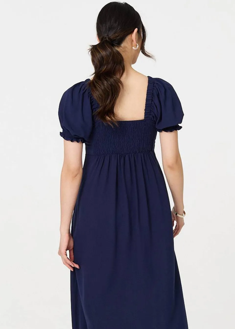Dresses>Izabel London Navy Tie Front Detail Midi Dress