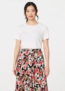 Skirts>Izabel London Orange Floral High Waist A Line Maxi Skirt