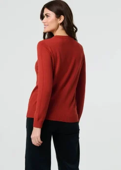 Tops>Izabel London Orange Floral Gemstone Embellished Jumper