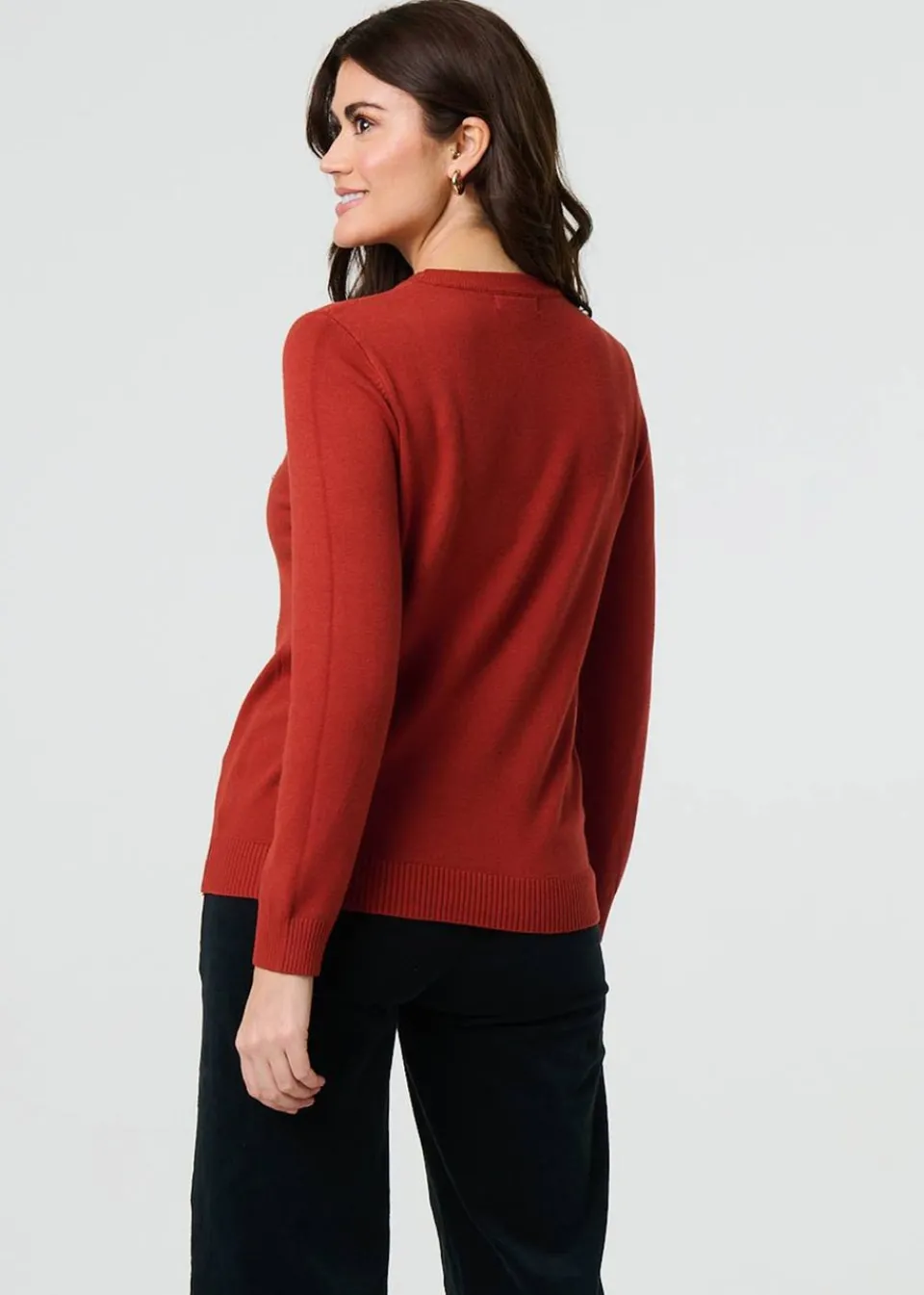 Tops>Izabel London Orange Floral Gemstone Embellished Jumper