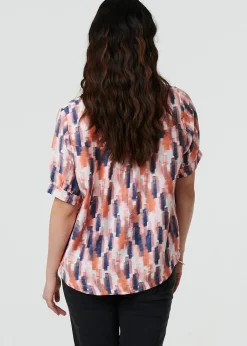 Tops>Izabel London Orange Printed Blouse