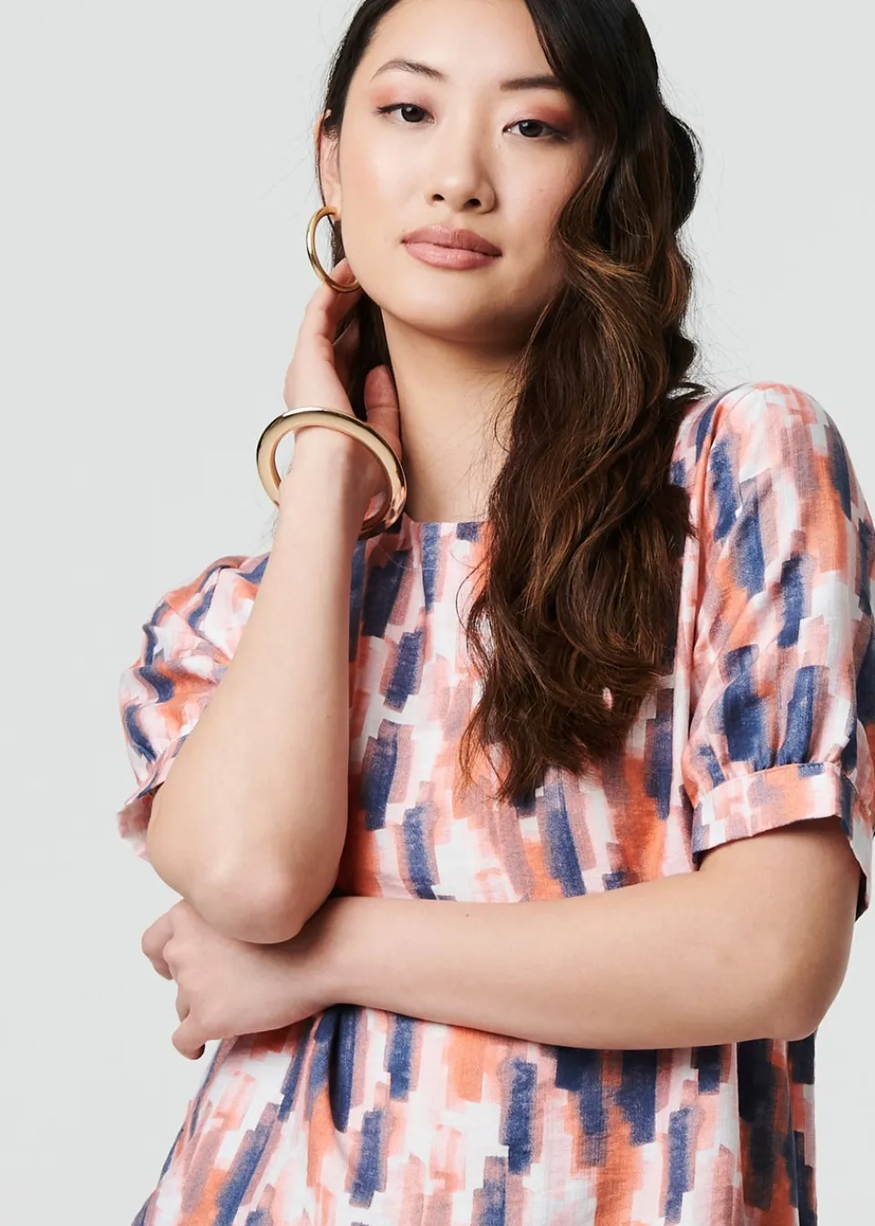 Tops>Izabel London Orange Printed Blouse