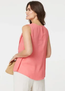 Tops>Izabel London Pink Asymmetric Pleat Front Blouse Top