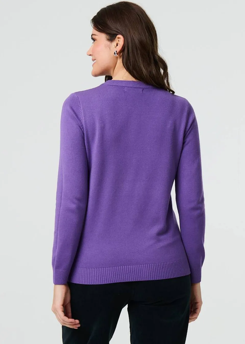 Tops>Izabel London Purple Floral Gemstone Embellished Jumper
