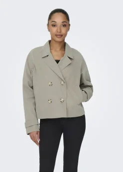 Coats & Jackets>JDY Beige Cropped Trench Coat