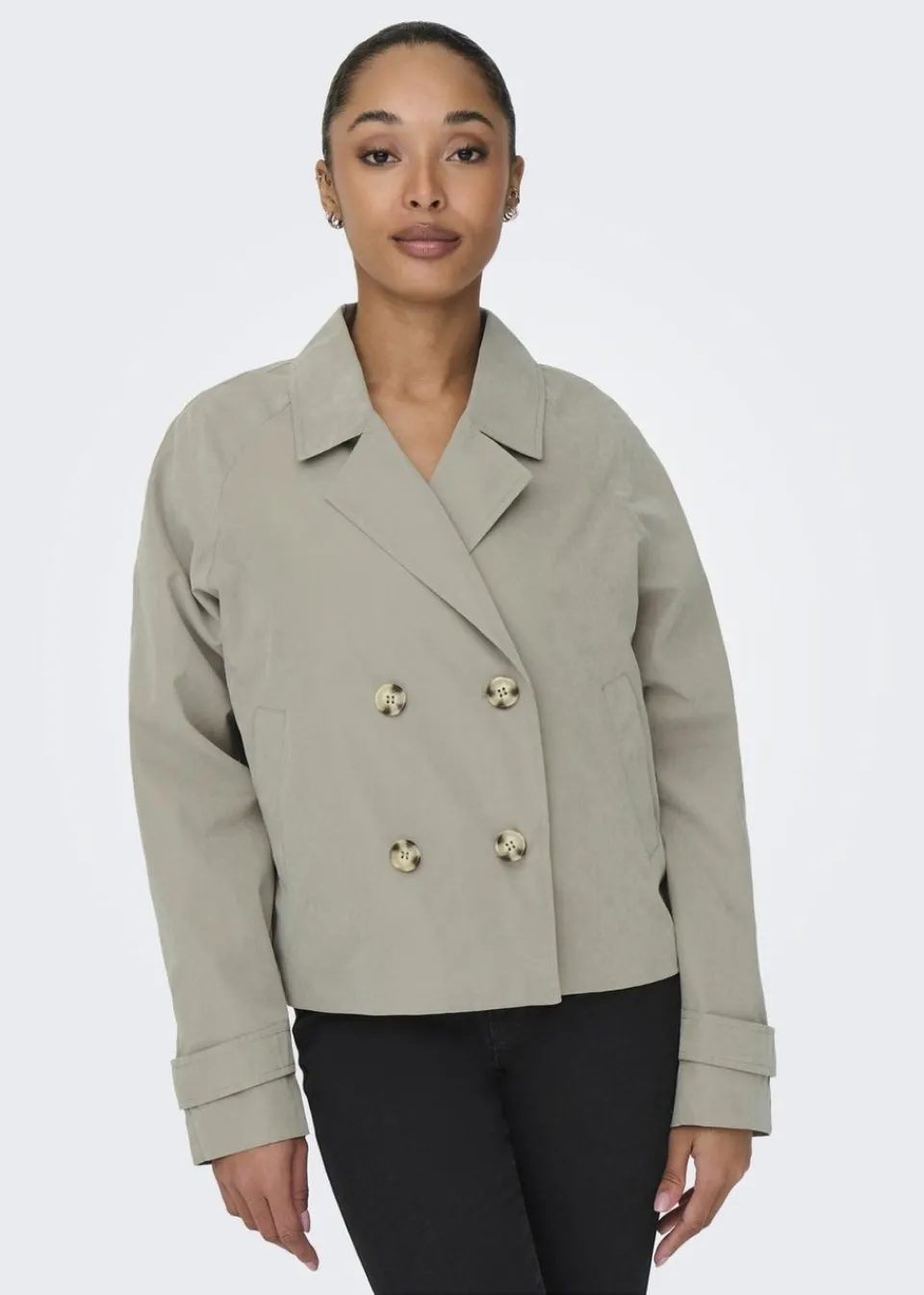 Coats & Jackets>JDY Beige Cropped Trench Coat