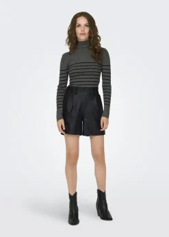 Shorts>JDY Black Leather Look Shorts