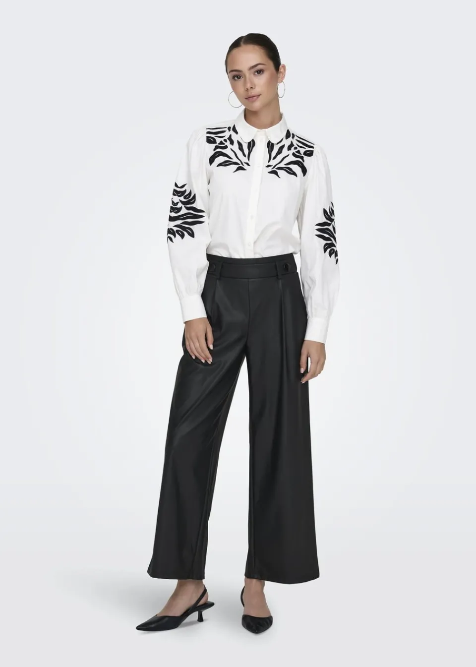Trousers>JDY Black Leather Look Trousers