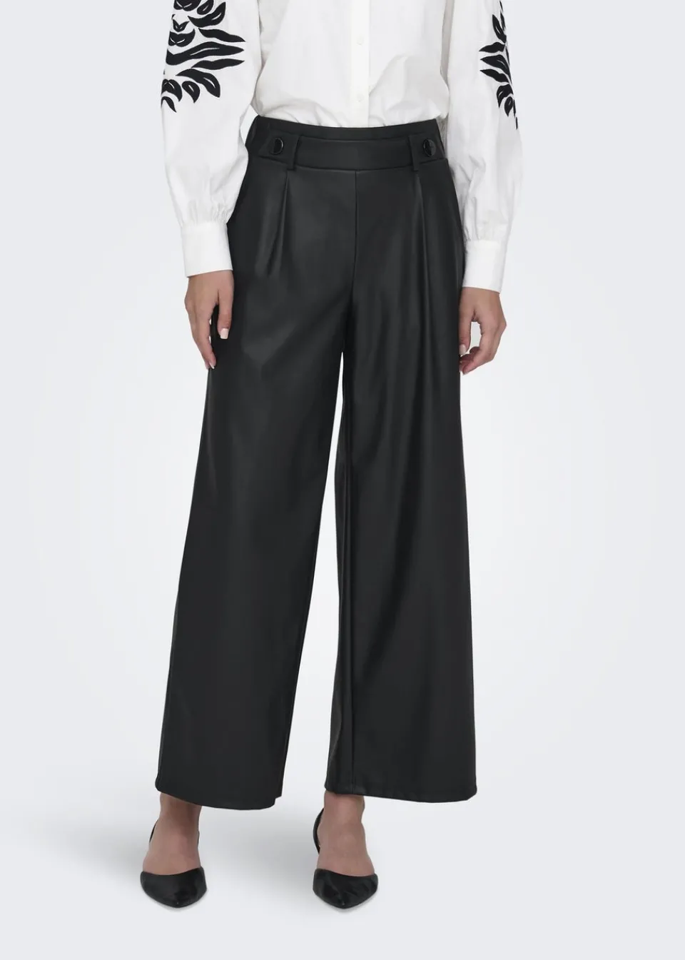 Trousers>JDY Black Leather Look Trousers