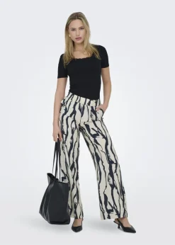 Trousers>JDY Cream Abstract Camille Trousers