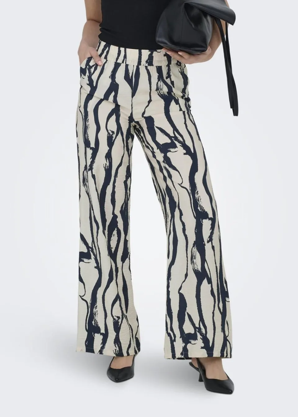 Trousers>JDY Cream Abstract Camille Trousers
