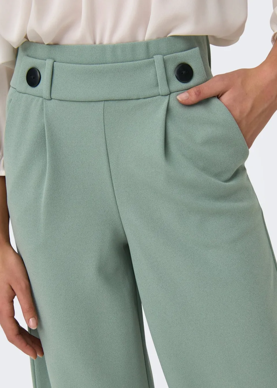 Trousers>JDY Green Geggo Button Trousers
