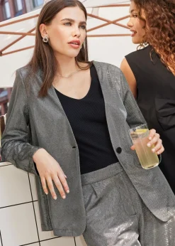 Coats & Jackets>JDY Silver Glitter Blazer