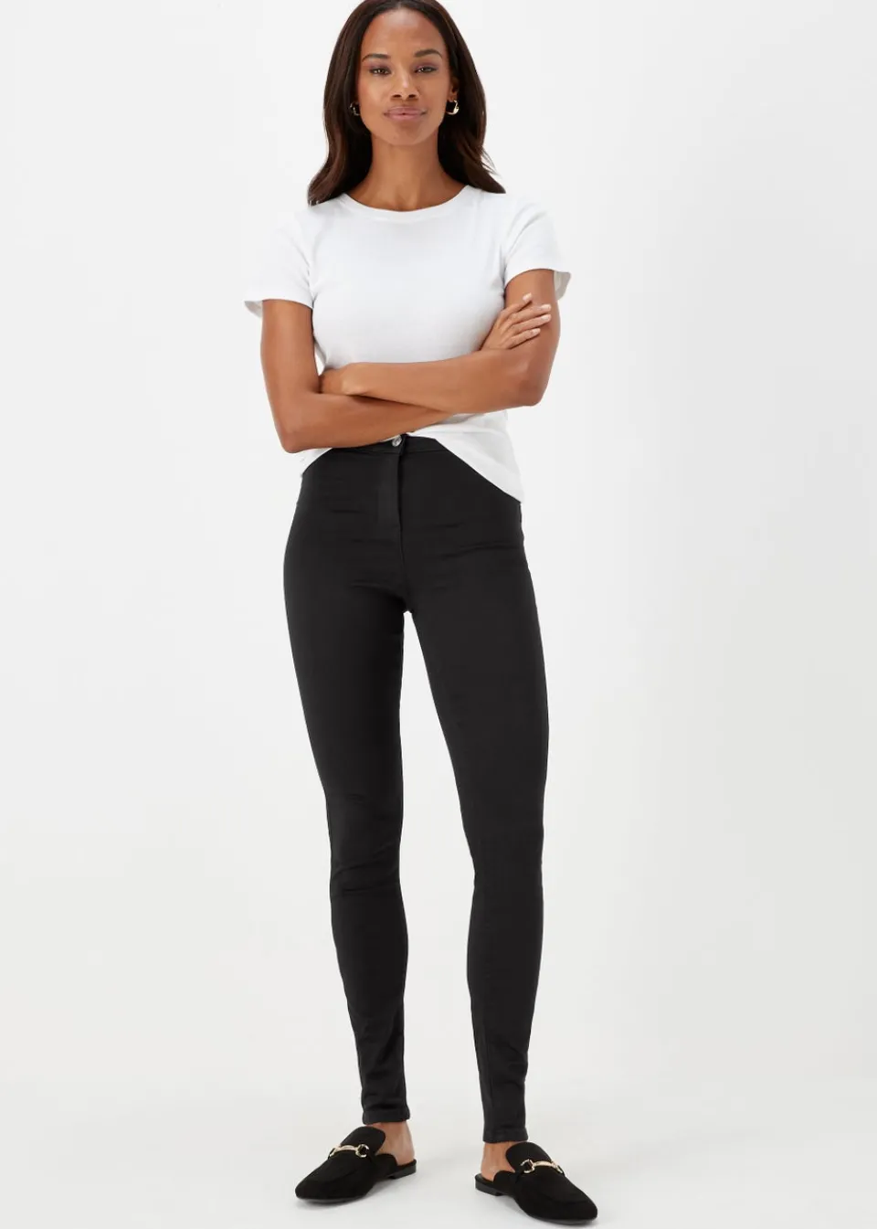 Jeans & Jeggings>Papaya Denim Jessie Black High Waisted Skinny Jeans (Long Length)
