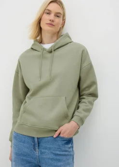 Tops>Papaya Khaki Basic Hoodie