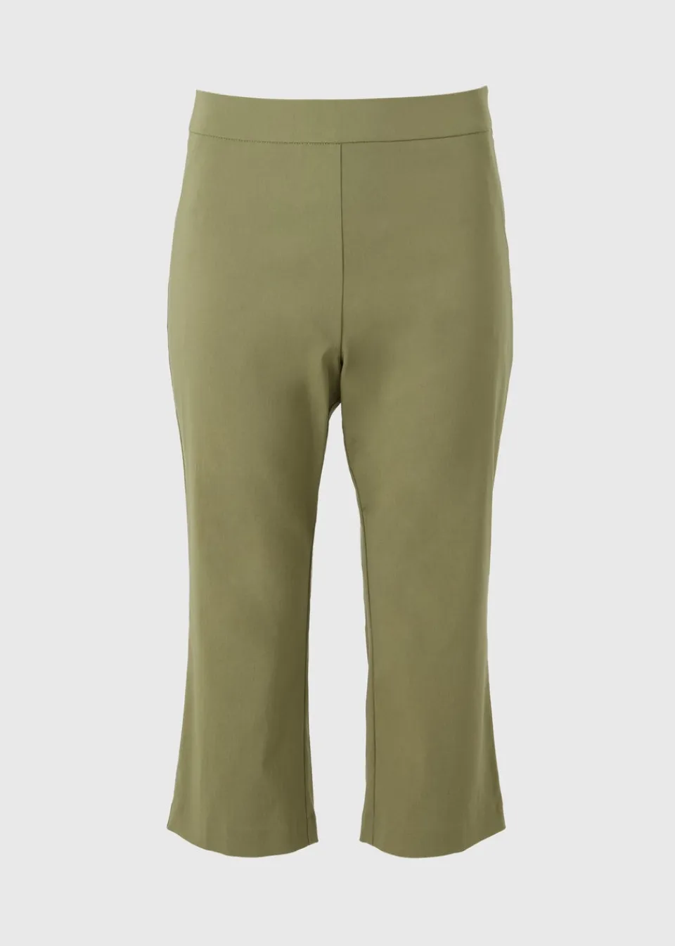 Leggings>Papaya Khaki Bengaline Cropped Leggings