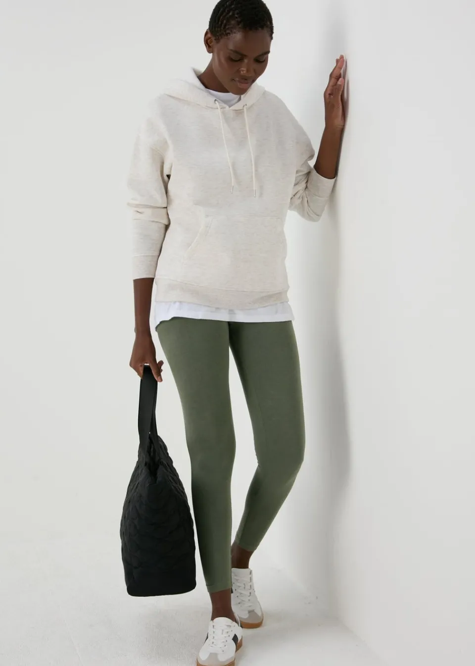 Loungewear>Papaya Cotton Leggings Khaki