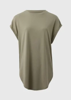 T-Shirts>Papaya Khaki Longline T-Shirt