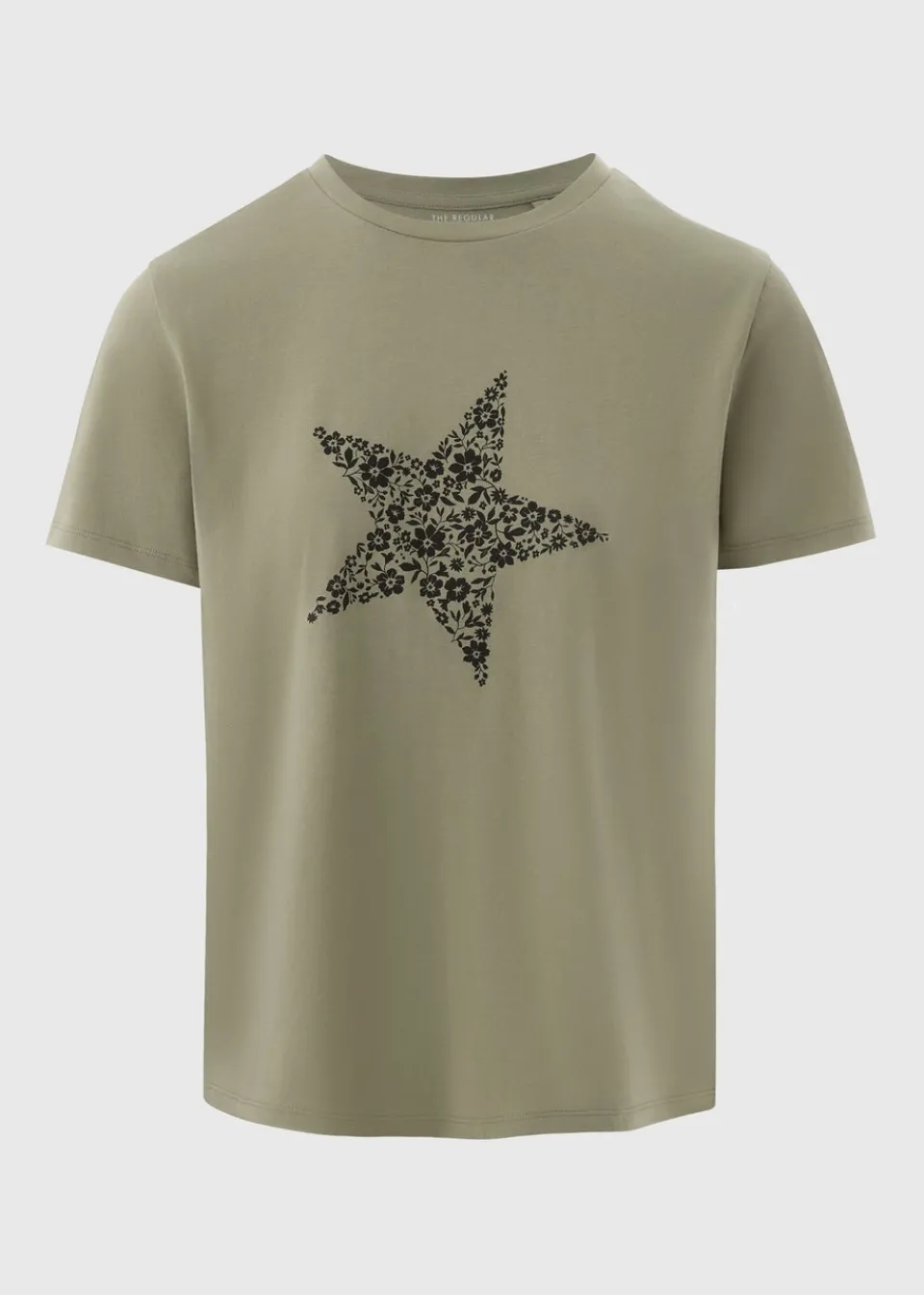 T-Shirts>Papaya Khaki Star Print T-Shirt