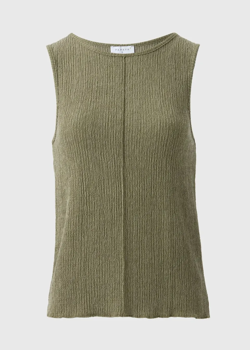 Tops>Papaya Khaki Textured Seam Vest Top