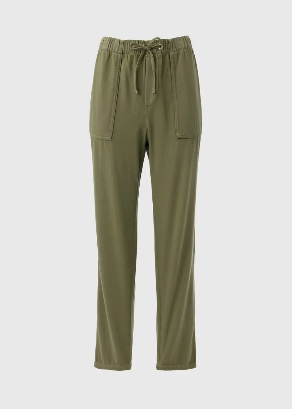 Trousers>Papaya Khaki Utility Tapered Trousers