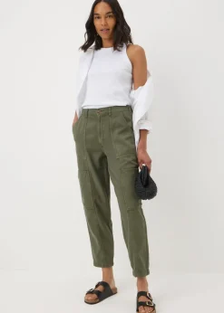 Trousers>Papaya Khaki Utility Trousers