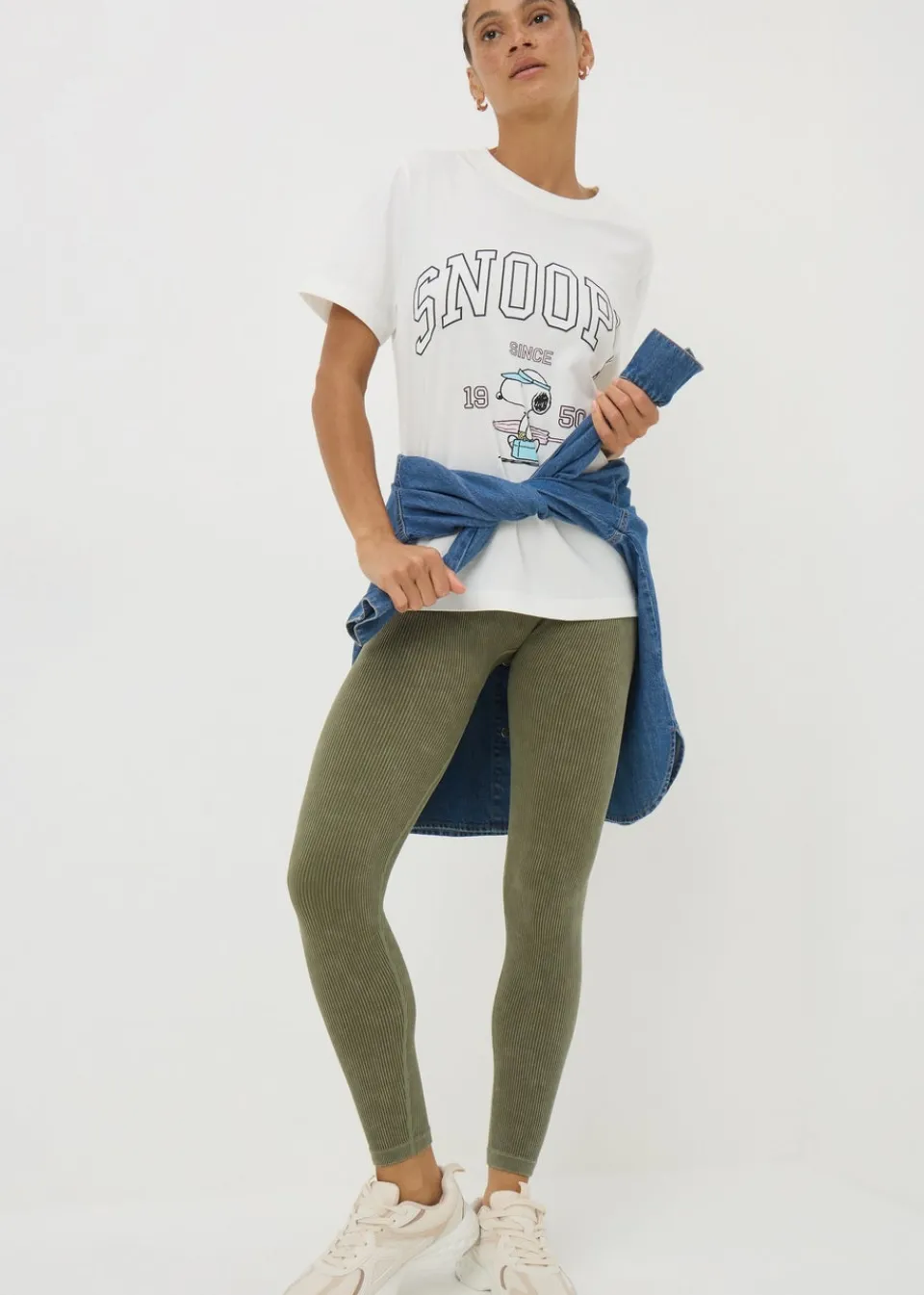 Loungewear>Papaya Khaki Washed Ribbed Seamless Leggings
