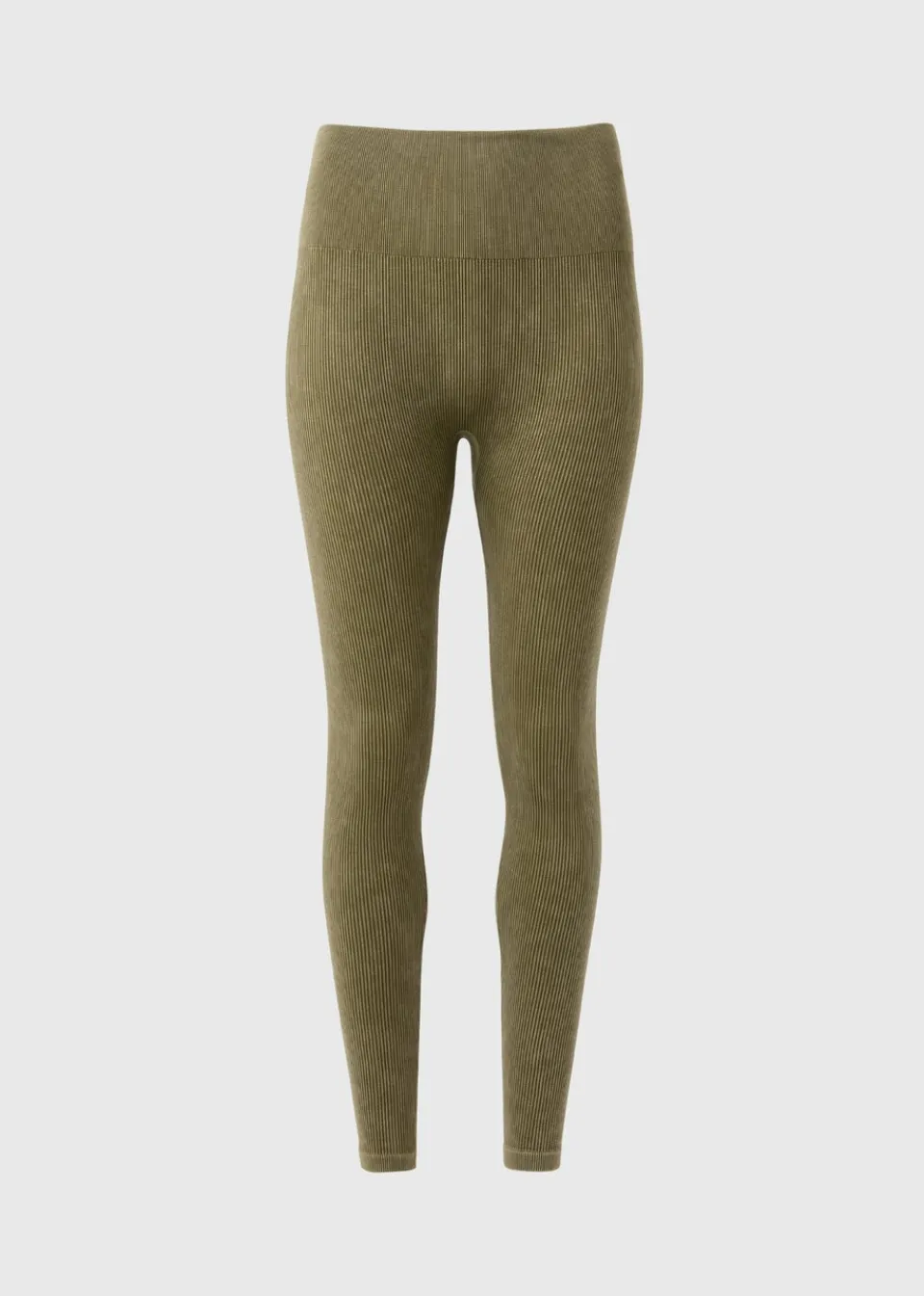 Loungewear>Papaya Khaki Washed Ribbed Seamless Leggings