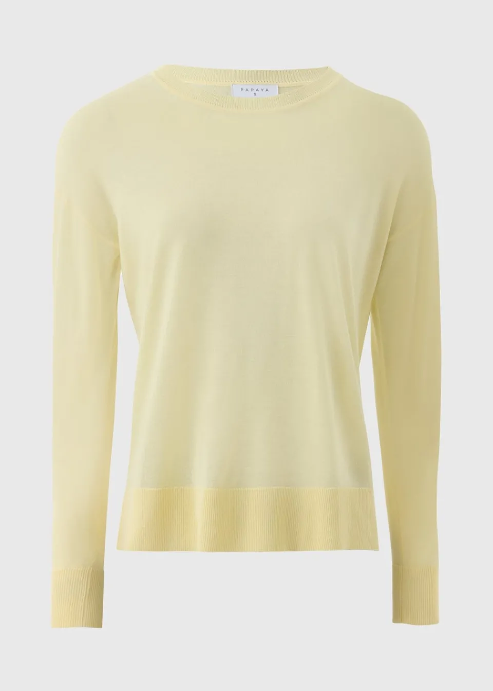 Tops>Papaya Lemon Fine Gauge Long Sleeve Jumper