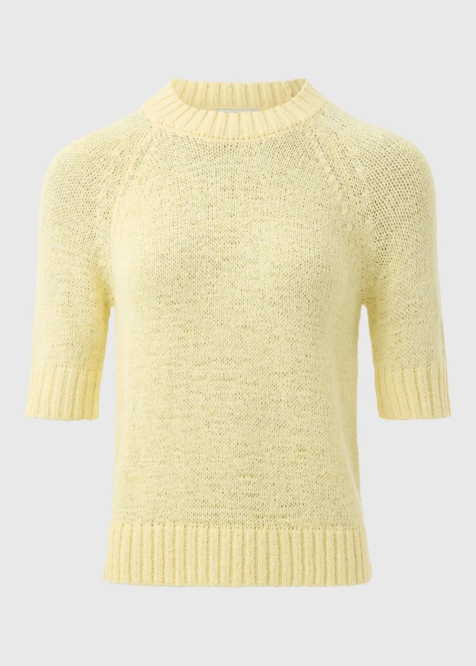 Tops>Papaya Lemon Knitted Short Sleeve T-Shirt