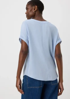Tops>Papaya Light Blue Pocket Box Top
