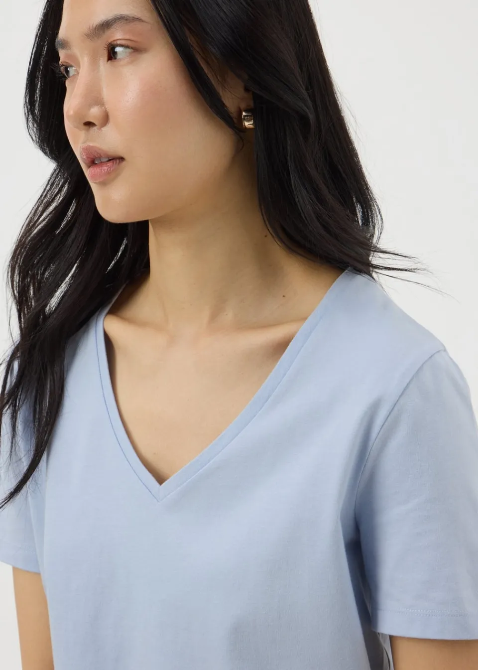 T-Shirts>Papaya Light Blue V-Neck Regular Fit T-Shirt